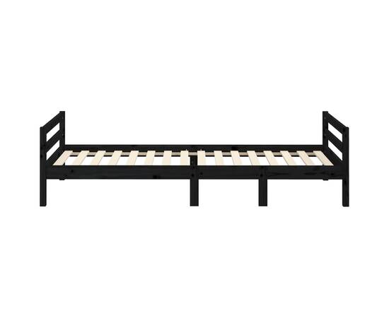 Cadru de pat, negru, 75x190 cm, lemn masiv de pin, 6 image