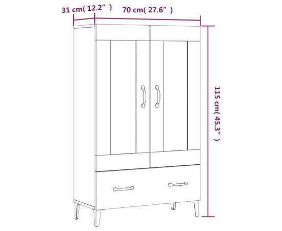 Dulap înalt, stejar maro, 70x31x115 cm, lemn compozit, 10 image