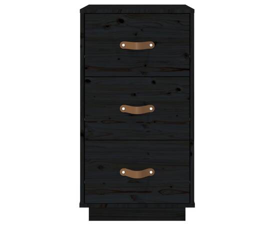 Noptieră, negru, 40x40x75 cm, lemn masiv de pin, 5 image
