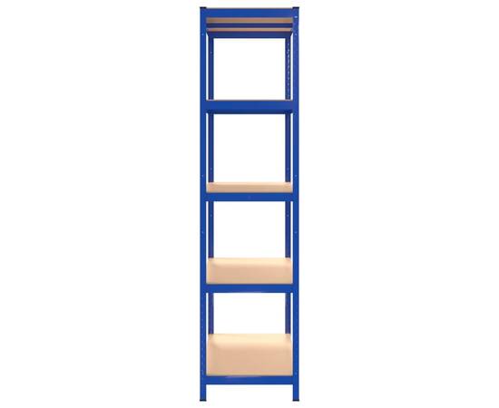 Rafturi de depozitare cu 5 niveluri, 2 buc., albastru oțel/lemn, 6 image