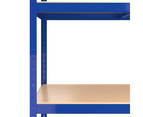 Rafturi de depozitare cu 5 niveluri, 2 buc., albastru oțel/lemn, 8 image