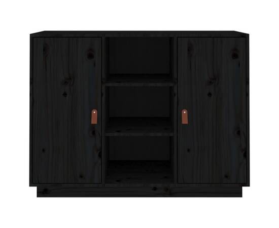 Servantă, negru, 100x40x75 cm, lemn masiv de pin, 3 image