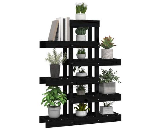 Suport pentru plante, negru, 85x25x109,5 cm, lemn masiv de pin, 4 image
