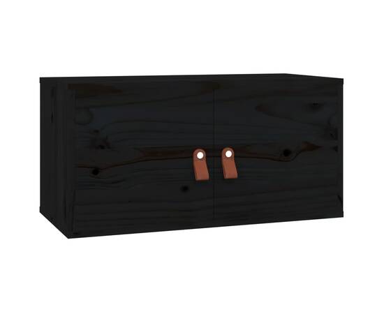 Dulap de perete, negru, 60x30x30 cm, lemn masiv de pin, 2 image