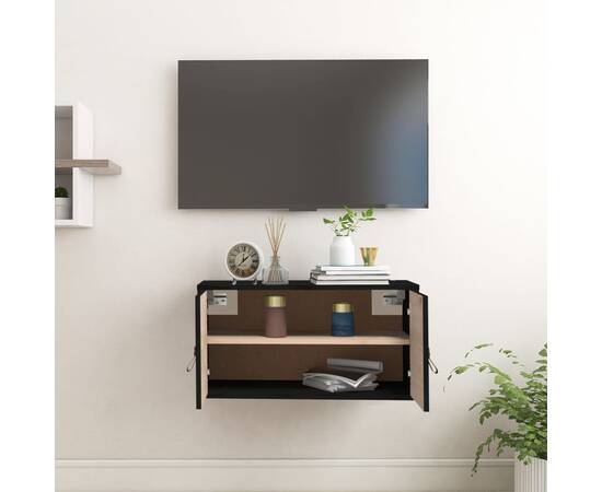 Dulap de perete, negru, 60x30x30 cm, lemn masiv de pin, 8 image