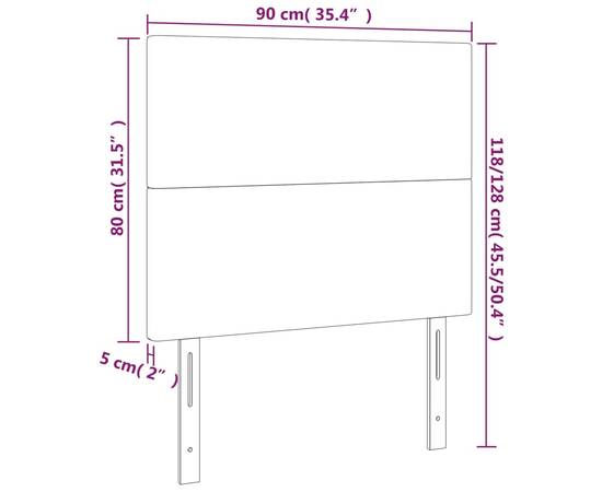 Tăblii de pat, 2 buc, gri închis, 90x5x78/88 cm, textil, 8 image