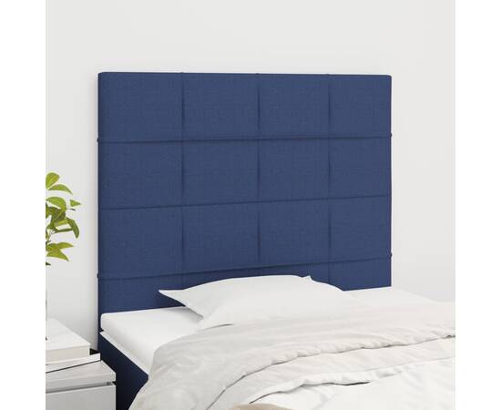 Tăblii de pat, 2 buc, albastru, 90x5x78/88 cm, textil