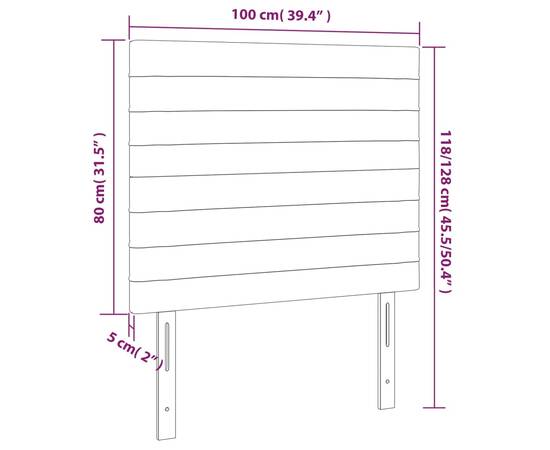 Tăblii de pat, 2 buc, maro închis, 100x5x78/88 cm, textil, 8 image