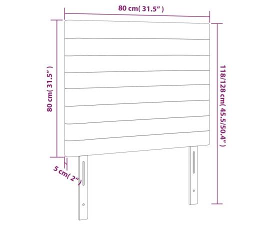 Tăblii de pat, 2 buc, negru, 80x5x78/88 cm, textil, 8 image