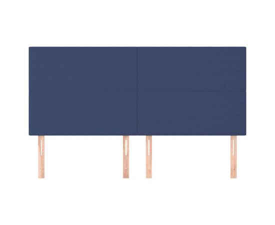 Tăblii de pat, 4 buc, albastru, 90x5x78/88 cm, textil, 3 image