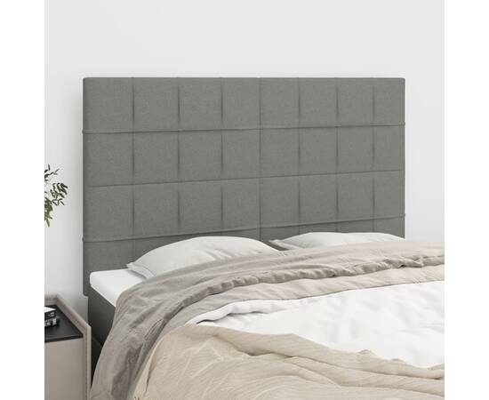 Tăblii de pat, 4 buc, gri închis, 72x5x78/88 cm, textil