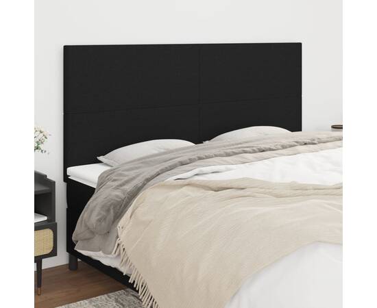 Tăblii de pat, 4 buc, negru, 80x5x78/88 cm, textil