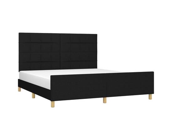 Cadru de pat cu tăblie, negru, 180x200 cm, textil, 3 image