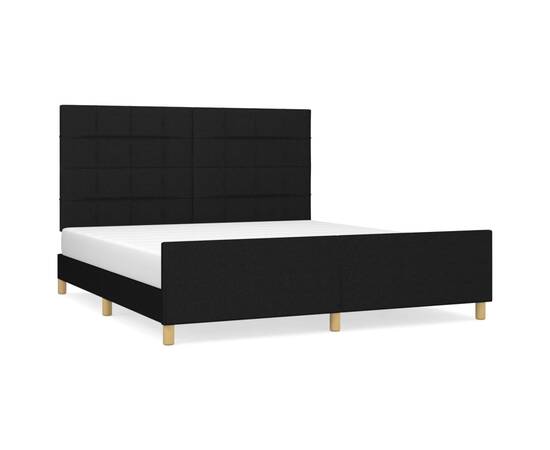 Cadru de pat cu tăblie, negru, 180x200 cm, textil, 2 image