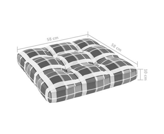 Pernă pentru canapea din paleți, gri, 58x58x10cm, model carouri, 5 image