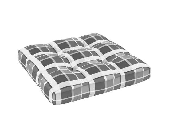 Pernă pentru canapea din paleți, gri, 58x58x10cm, model carouri, 3 image