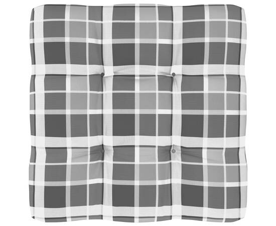 Pernă pentru canapea din paleți, gri, 58x58x10cm, model carouri, 2 image
