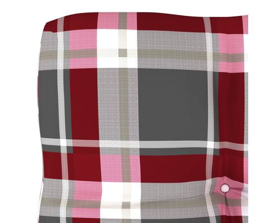 Pernă pentru canapea din paleți, roșu, 58x58x10cm, model carouri, 4 image