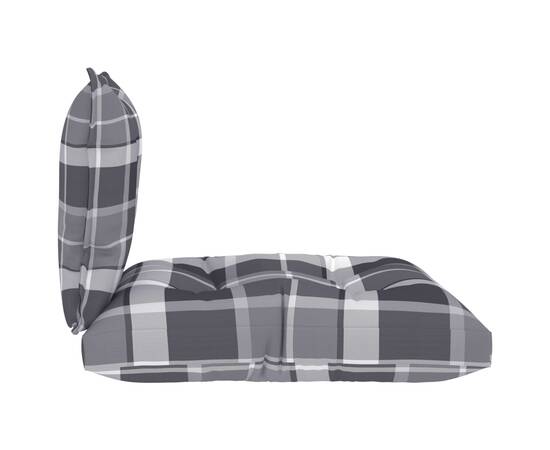Perne canapea din paleți, 2 buc., gri model carouri, textil, 5 image