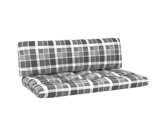 Perne de canapea din paleți, 2 buc., gri, model carouri, 2 image