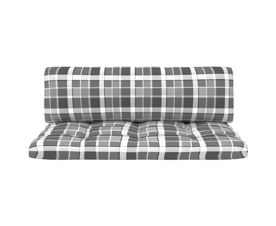 Perne de canapea din paleți, 2 buc., gri, model carouri, 3 image