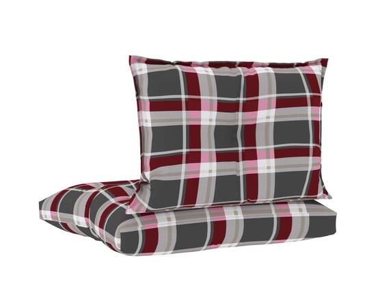 Perne pentru canapea din paleți, 2 buc., roșu, carouri, textil, 4 image