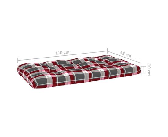 Perne pentru canapea din paleți, 2 buc., roșu, model carouri, 10 image