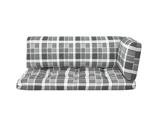 Perne pentru canapea din paleți, 3 buc., gri, model carouri, 3 image