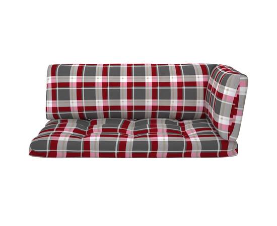 Perne pentru canapea din paleți, 3 buc., roșu, model carouri, 3 image