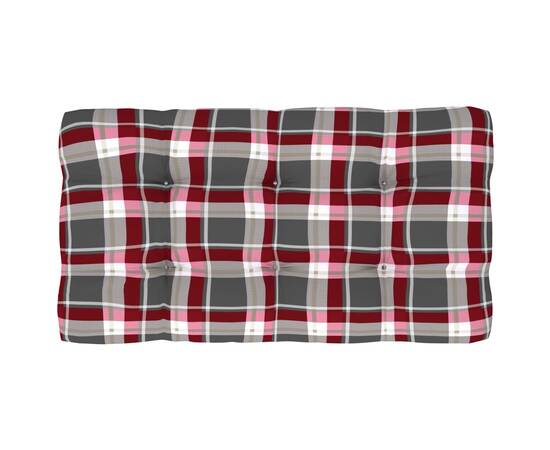 Perne pentru canapea din paleți, 3 buc., roșu, model carouri, 8 image