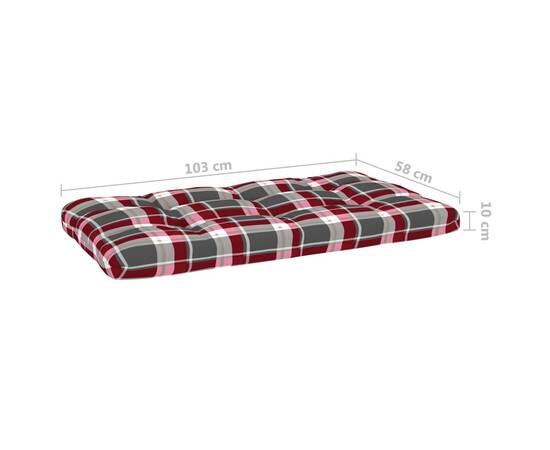 Perne pentru canapea din paleți, 3 buc., roșu, model carouri, 11 image