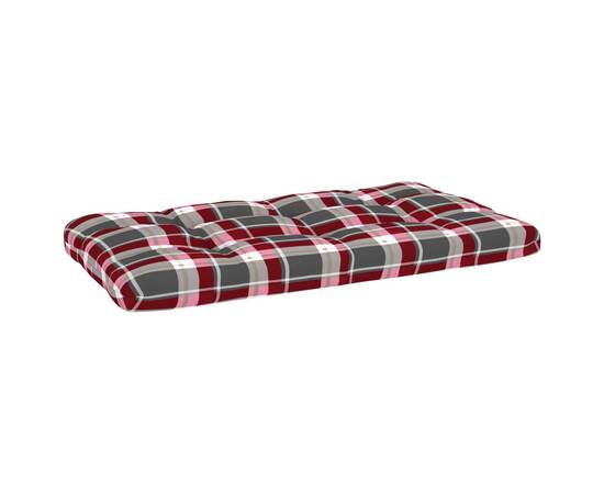 Perne pentru canapea din paleți, 3 buc., roșu, model carouri, 7 image