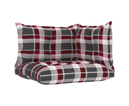 Perne pentru canapea din paleți, 3 buc, roșu, model carouri, 2 image