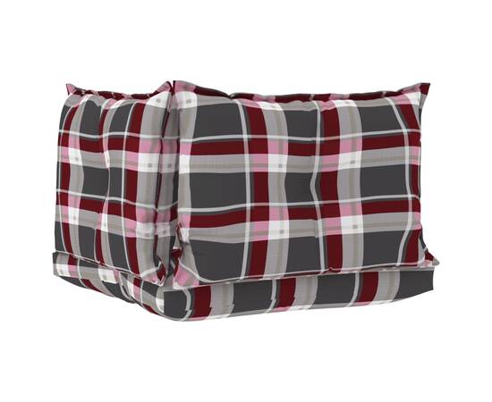 Perne pentru canapea din paleți, 3 buc, roșu, model carouri, 4 image