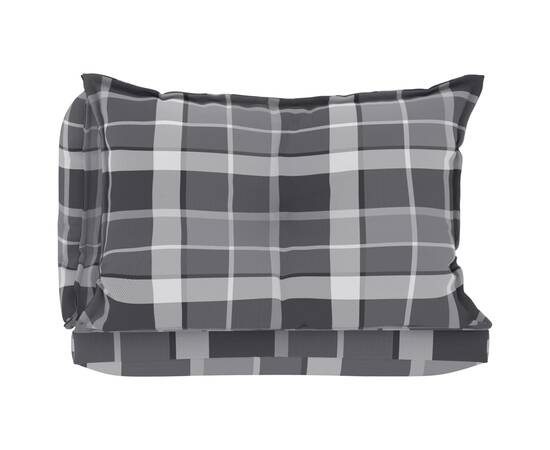 Perne pentru canapea din paleți 3 buc, gri, model carouri, textil, 5 image