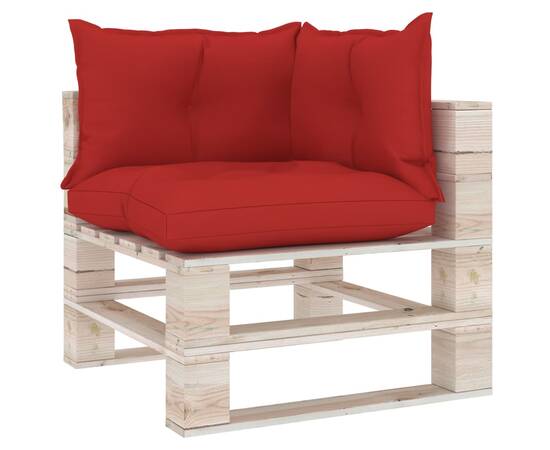 Perne pentru canapea din paleți 3 buc, roșu, material textil, 2 image