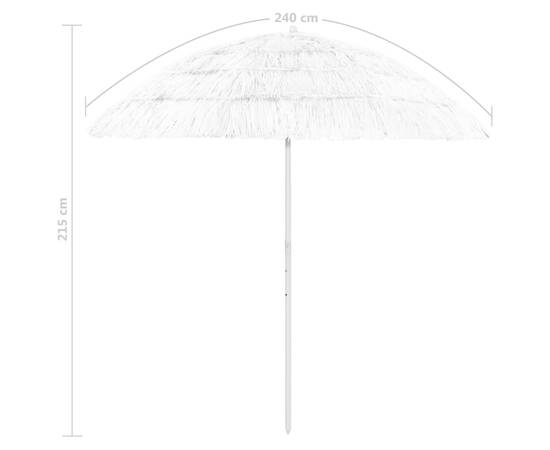 Umbrelă de plajă, alb, 240 cm, 8 image