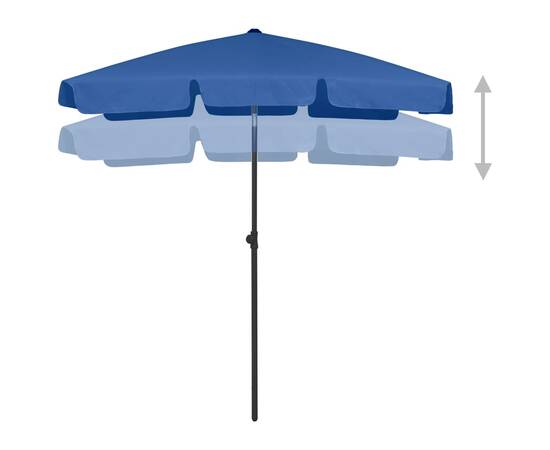 Umbrelă de plajă, albastru azuriu, 180x120 cm, 5 image