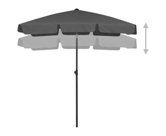 Umbrelă de plajă, antracit, 180x120 cm, 5 image