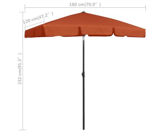 Umbrelă de plajă, cărămiziu, 180x120 cm, 8 image