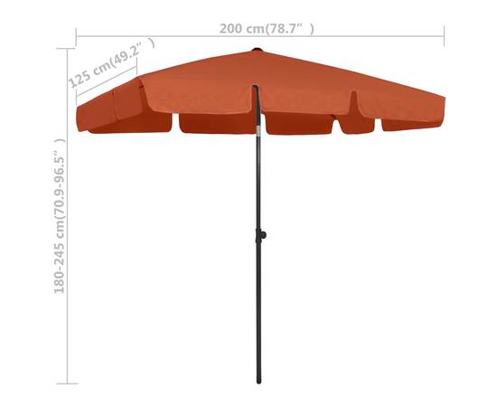 Umbrelă de plajă, cărămiziu, 200x125 cm, 8 image