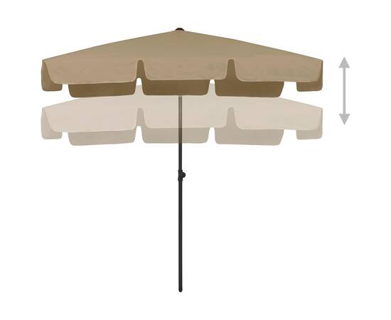Umbrelă de plajă, gri taupe, 200x125 cm, 5 image