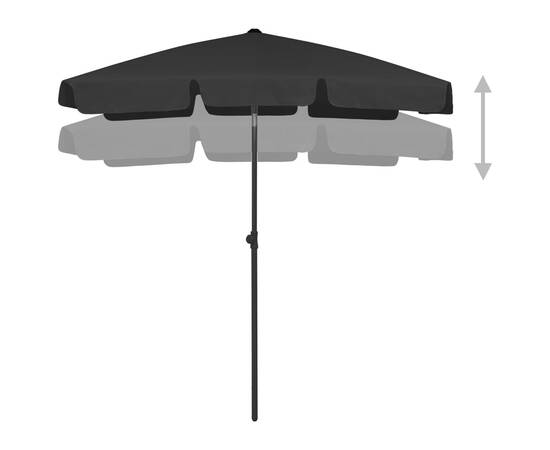 Umbrelă de plajă, negru, 180x120 cm, 5 image