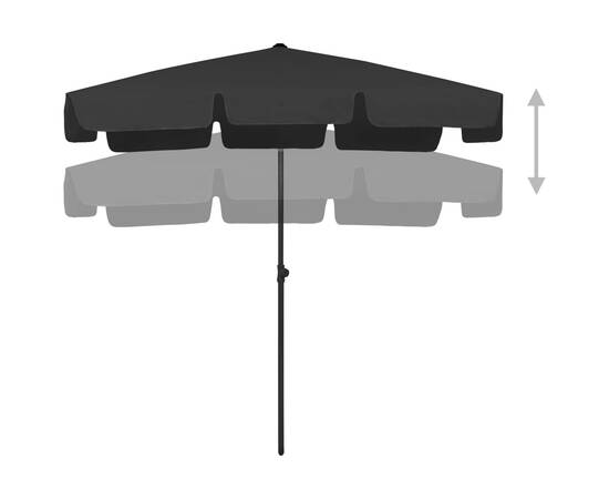 Umbrelă de plajă, negru, 200x125 cm, 5 image