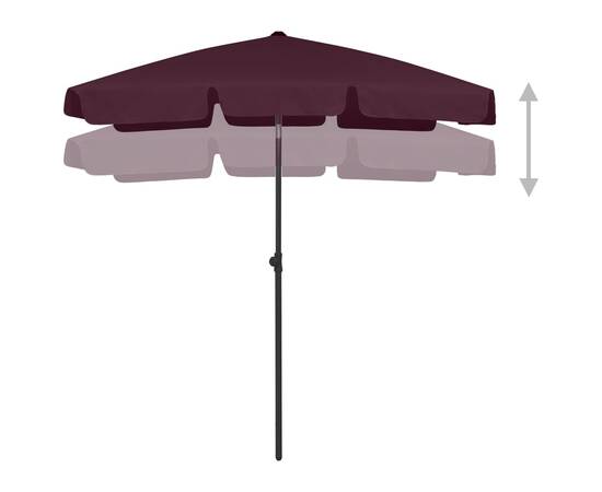 Umbrelă de plajă, roșu bordo, 180x120 cm, 5 image