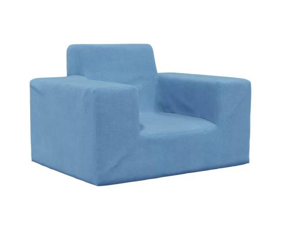 Canapea pentru copii, albastru, pluș moale, 2 image