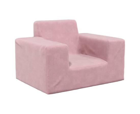 Canapea pentru copii, roz, pluș moale, 2 image