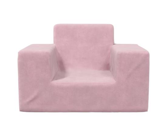 Canapea pentru copii, roz, pluș moale, 3 image