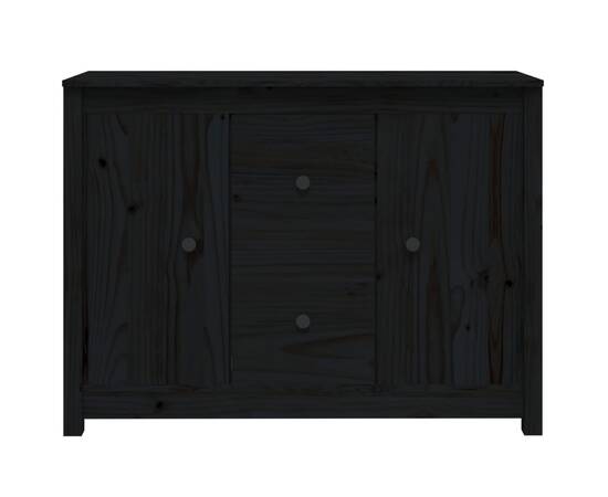 Servantă, negru, 100x35x74 cm, lemn masiv de pin, 3 image