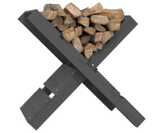 Suport pentru bușteni gri 47x39,5x48 cm lemn masiv de pin, 4 image